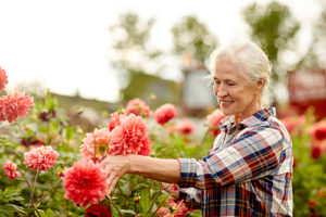 senior woman learning about the gardening at Maryland Residential Senior Living Options