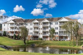 balcony apartment view of the pond